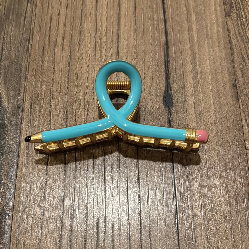 NWOT Piper-K Gold and Blue Pencil Hair Claw Clip